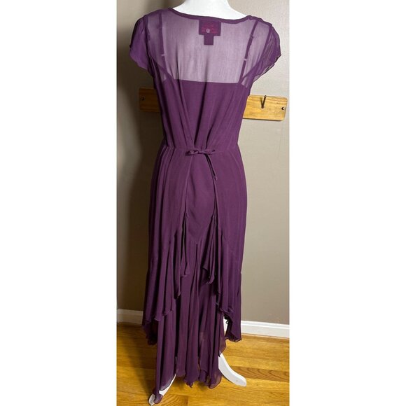 Vtg April Cornell Dress Plum Maxi Dark Feminine Whimsygoth Goth Sheer Women XS-S - Picture 14 of 16